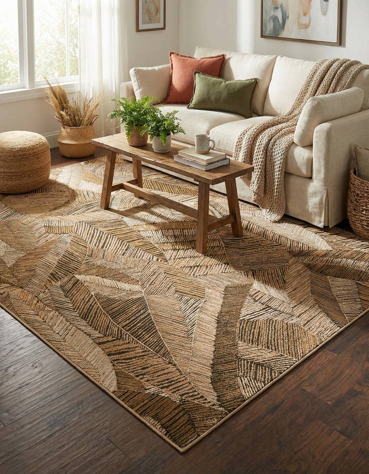 Detail image of 7' 10 x 11' Easy-Clean Botanical Indoor / Outdoor Rug