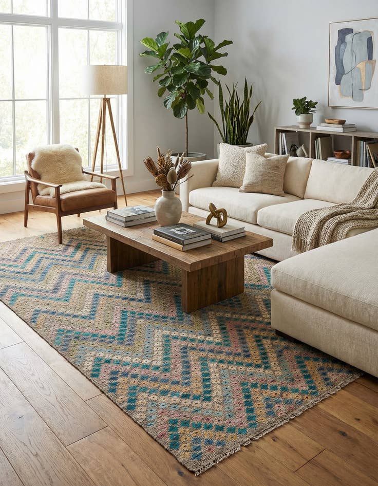 Detail image of 8' 10 x 10' 9  Hand Woven Kilim Modern Wool Rug