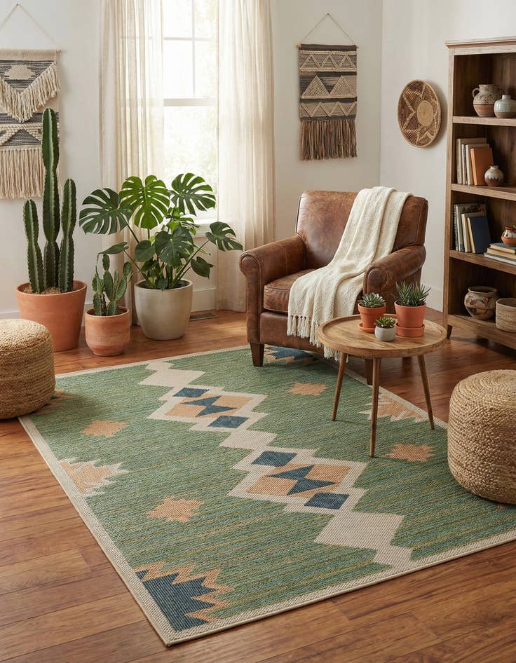 Detail image of 5' 3 x 7' 7  Washable Baja Indoor / Outdoor Rug