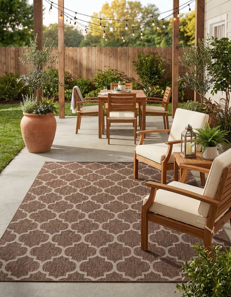 Detail image of  9' x 12'  Washable Lattice Indoor / Outdoor Rug