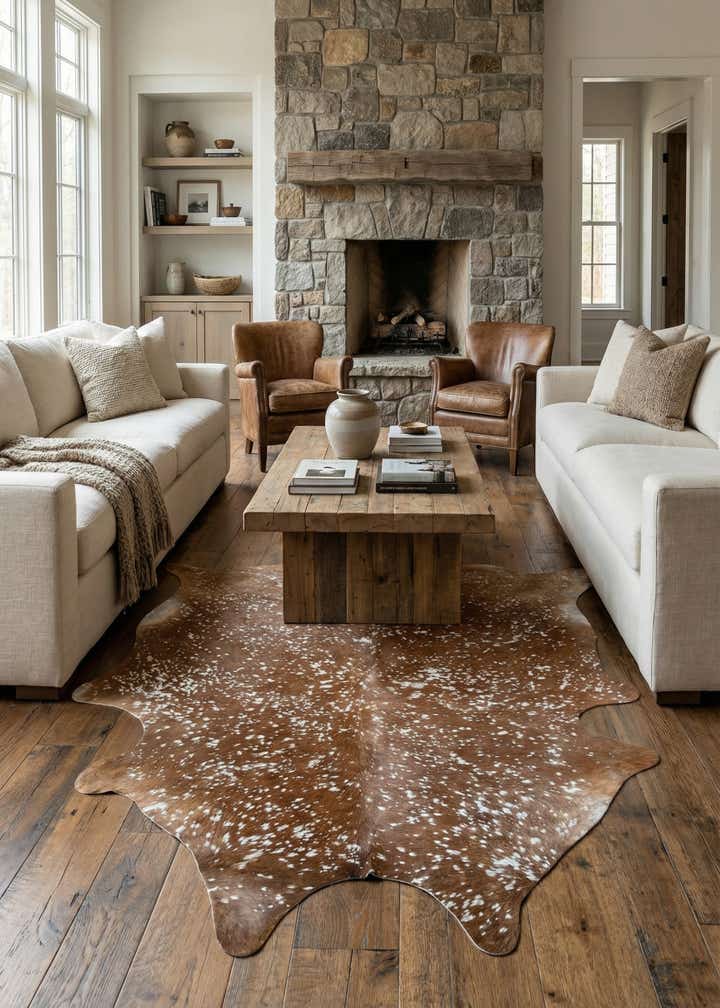 7' 2 x 7' 4 Cowhide Leather Freeform Rug