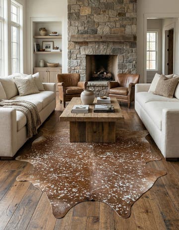 7' 2 x 7' 4 Cowhide Leather Freeform Rug