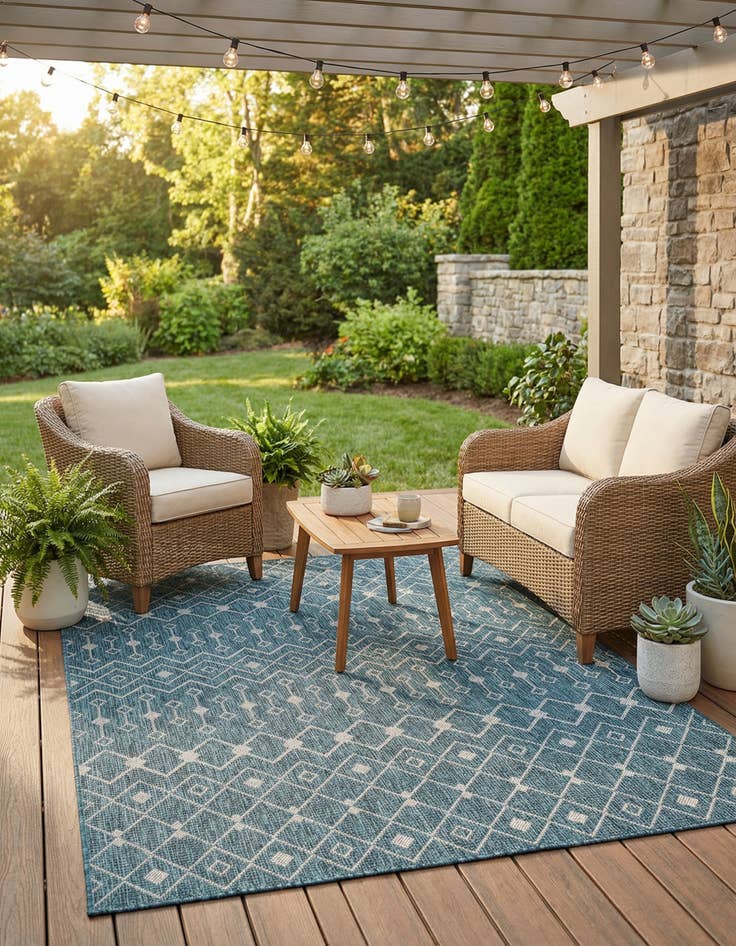 Detail image of  5' 3 x 7'  Washable Lattice Indoor / Outdoor Rug