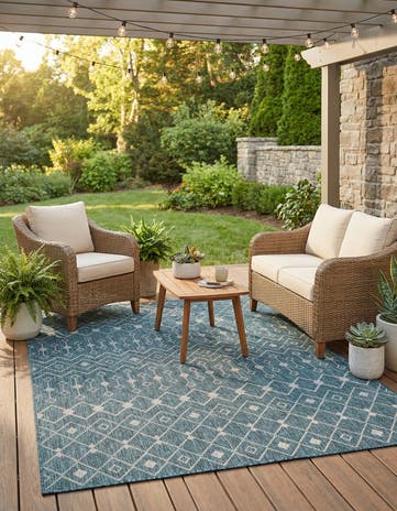 5' 3 x 7' Easy-Clean Lattice Indoor / Outdoor Rug