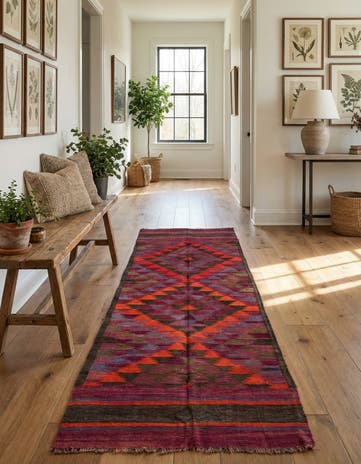 3' 9 x 10' 1 Hand Woven Kilim Modern Wool Runner Rug