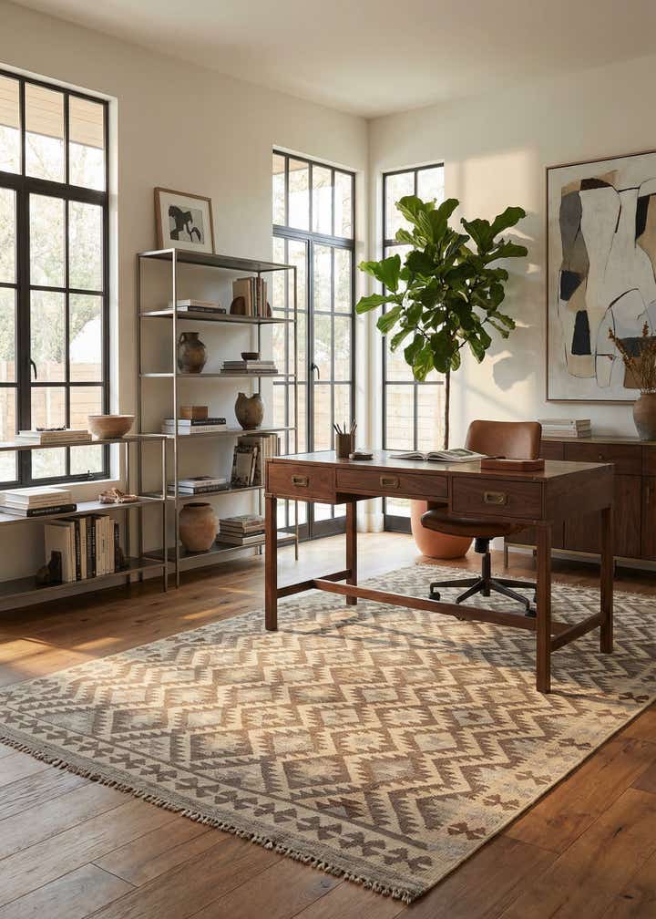 6' 8 x 9' 10 Hand Knotted Kilim Maymana Wool Rug