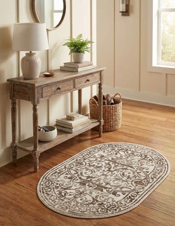 Chocolate Brown Hermitage Oval Rug