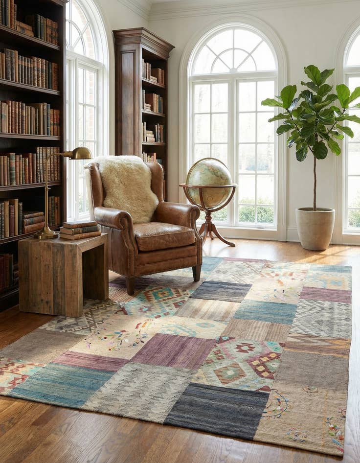 Detail image of  6' x 8' 2  Hand Woven Kilim Patchwork Wool Rug