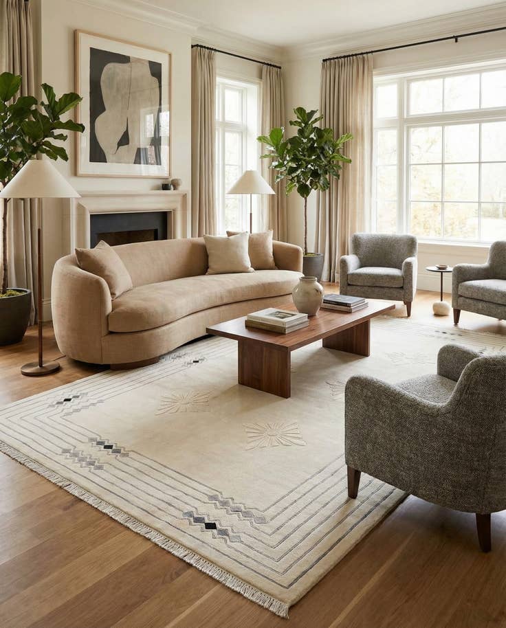 Detail image of 6' 6 x 9' 11 Hand Knotted Darya Wool Rug