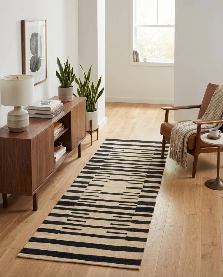 Detail image of 2' 10 x 7' 9 Hand Woven Kilim Modern Wool Runner Rug