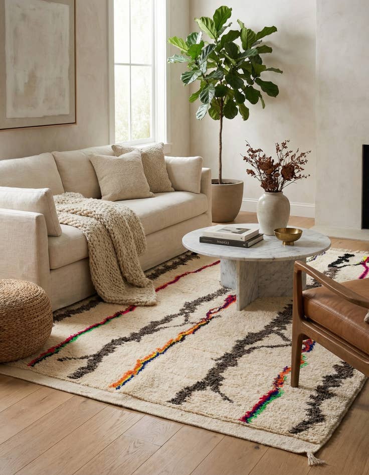 Detail image of 4' 9 x 6' 8  Hand Knotted Moroccan Wool Rug