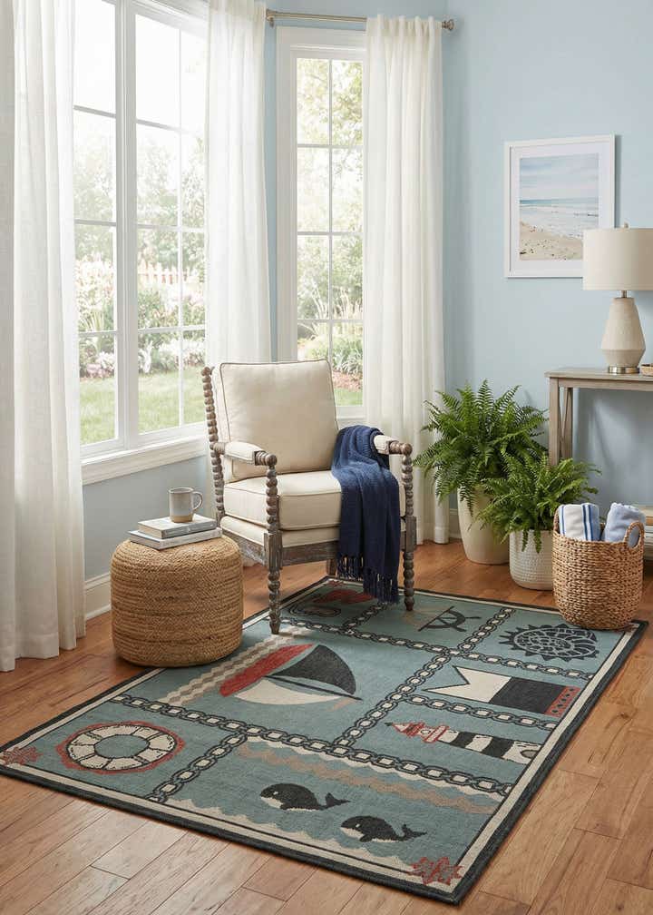 4' x 6' Easy-Clean Coastal Indoor / Outdoor Rug