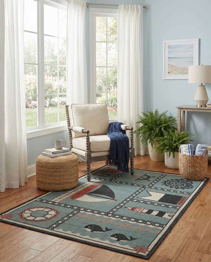 4' x 6' Easy-Clean Coastal Indoor / Outdoor Rug