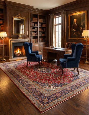9' 9 x 13' Hand Knotted Kashan Persian Wool Rug