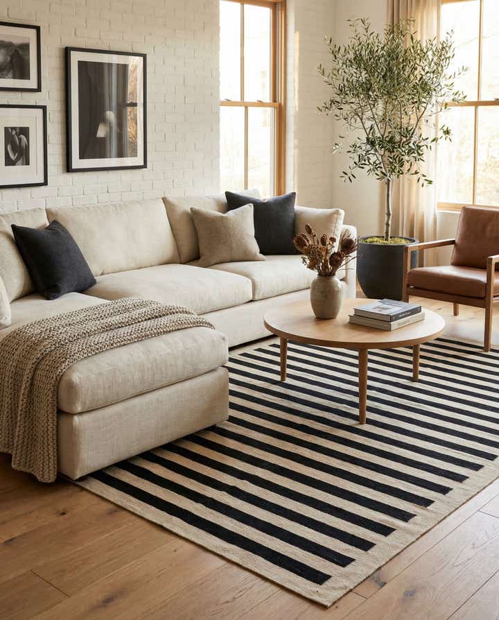 6' 8 x 9' 8 Hand Woven Kilim Modern Wool Rug