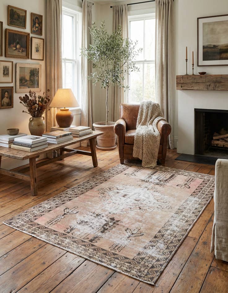 Detail image of  3' 10 x 6' 2  Hand Knotted Ultra Vintage Persian Wool Rug