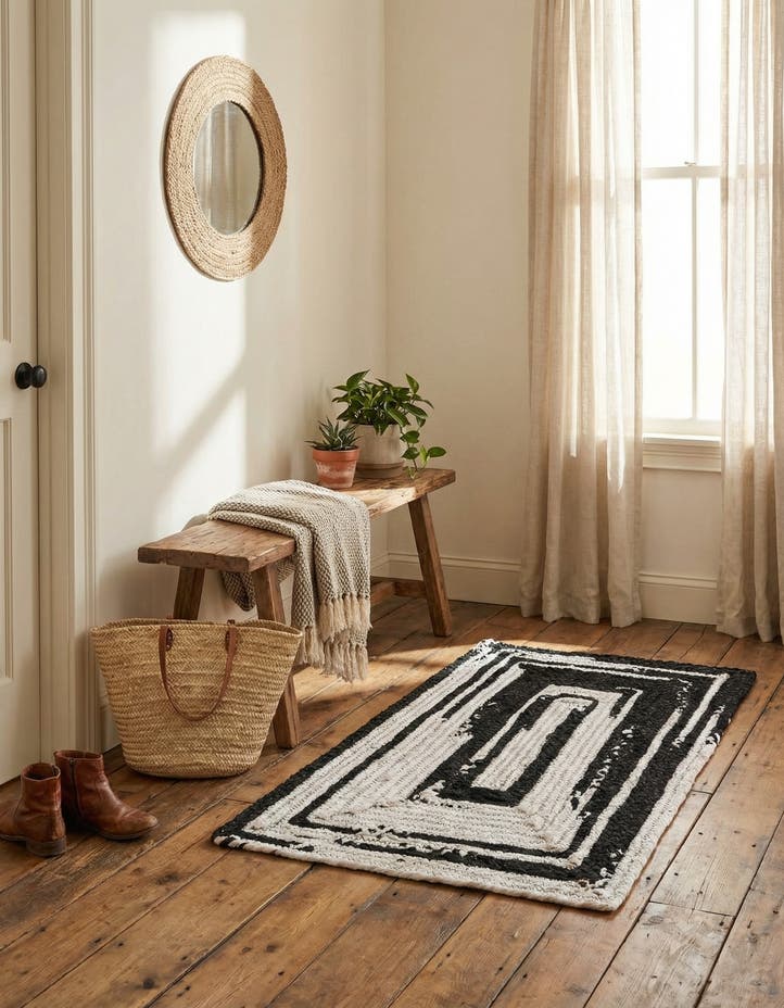 2' x 3' 1 Handmade Braided Chindi Rug
