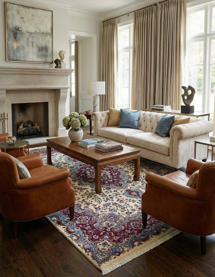 Detail image of 8' 3 x 11' 7  Hand Knotted Kashmar Persian Wool Rug