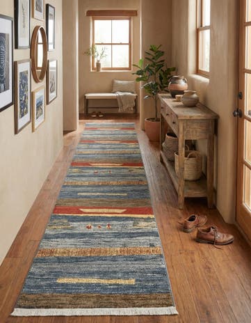 Blue Kashkuli Gabbeh Runner Rug