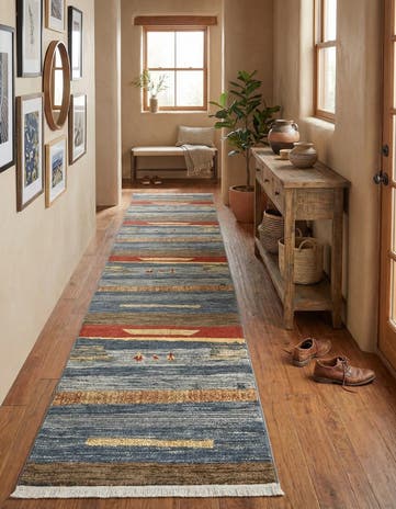 Blue Kashkuli Gabbeh Runner Rug
