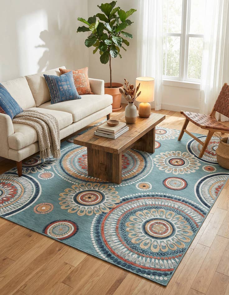 Detail image of 8' 2 x 10'  Washable Botanical Indoor / Outdoor Rug