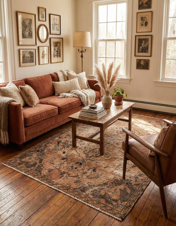 Detail image of  3' 10 x 5' 9  Hand Knotted Ultra Vintage Persian Wool Rug