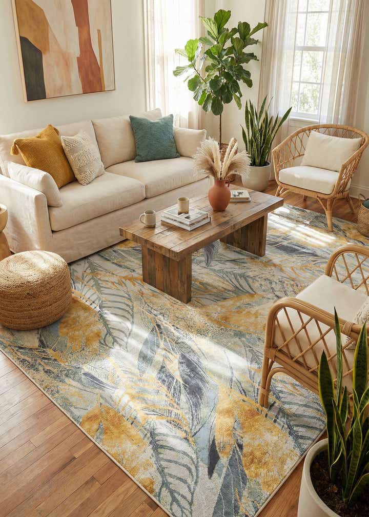 9' x 12' Easy-Clean Botanical Indoor / Outdoor Rug