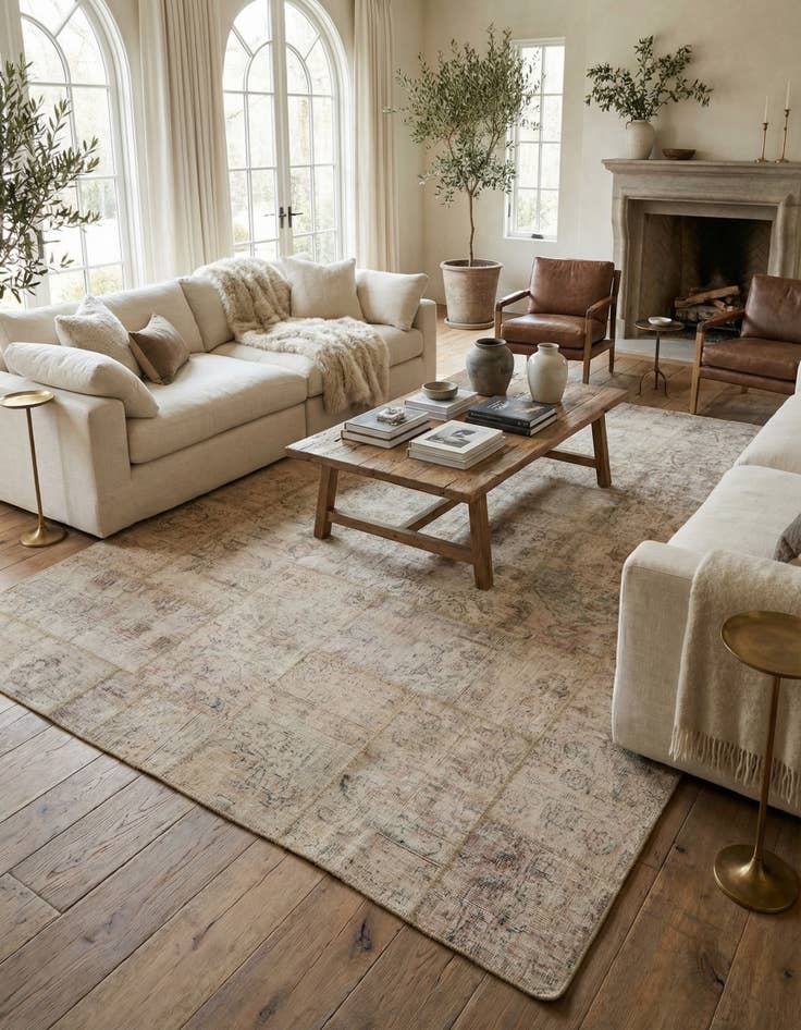 Detail image of 6' 9 x 10'  Hand Knotted Ultra Vintage Persian Wool Rug