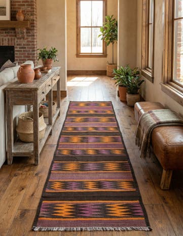 2' 5 x 10' 4 Hand Woven Kilim Fars Wool Runner Rug