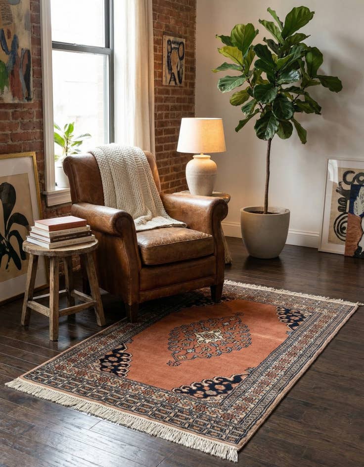 Detail image of 2' 7 x 3' 11  Hand Knotted Bokhara Oriental Wool Rug