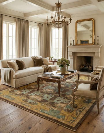 10' 5 x 12' 8 Hand Knotted Oushak Wool Rug