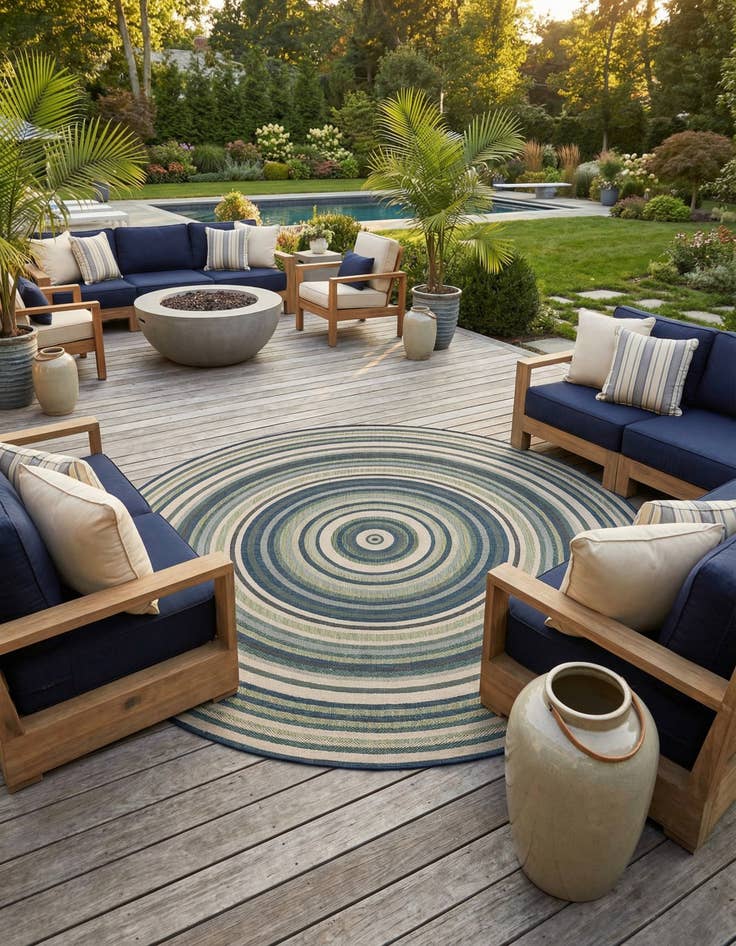 Detail image of 12' x 12'  Washable Baja Indoor / Outdoor Round Rug