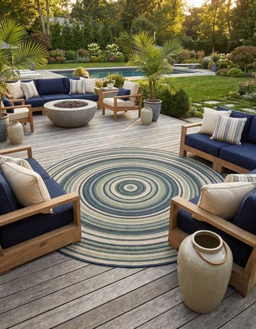12' x 12' Easy-Clean Baja Indoor / Outdoor Round Rug