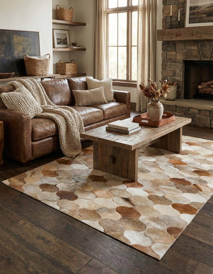 Detail image of 5' x 8' Cowhide Stocks Rug