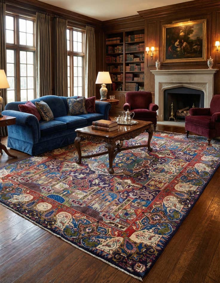 Detail image of 9' 9 x 13' 3  Hand Knotted Kashmar Persian Wool Rug