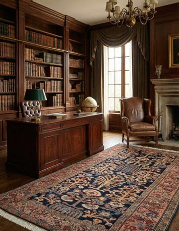 4' x 6' 8 Hand Knotted Sarough Persian Wool Rug
