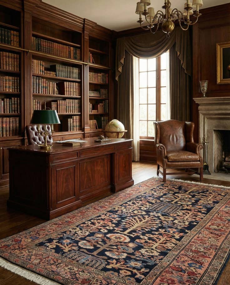 Detail image of 4' x 6' 8 Hand Knotted Sarough Persian Wool Rug