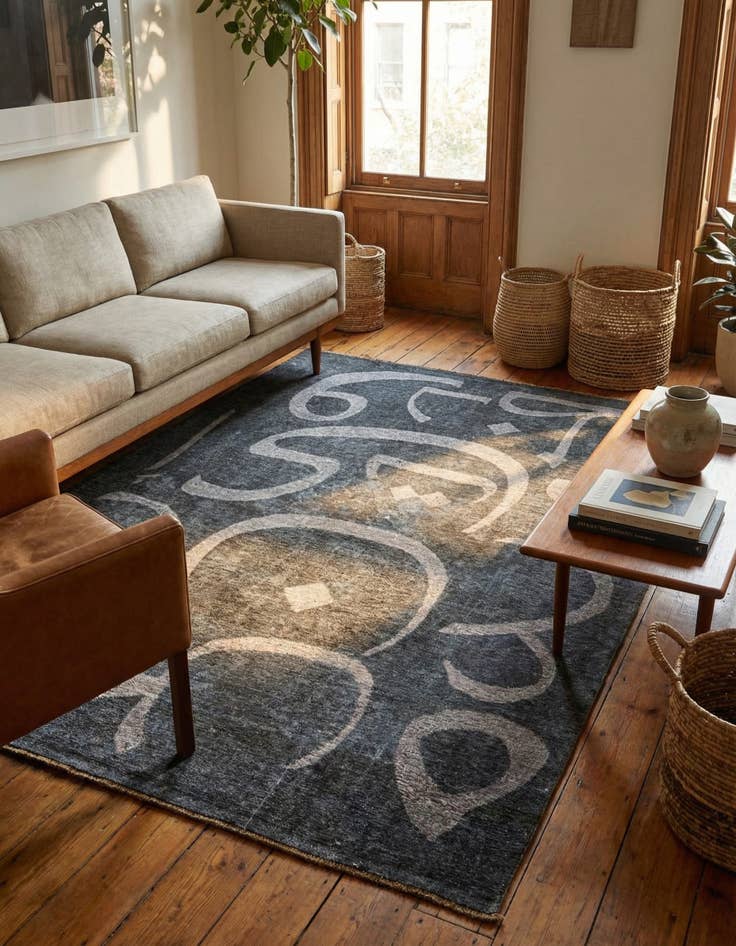 Detail image of 6' 8 x 9'  Hand Knotted Ultra Vintage Persian Wool Rug