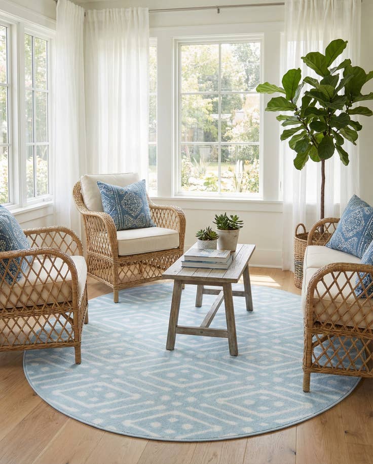 Detail image of 8' x 8' Easy-Clean Sabrina Soto Ella Indoor / Outdoor Round Rug