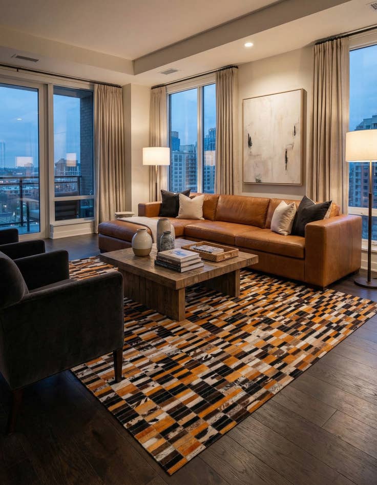 Detail image of 4' 11 x 7' 9 Cowhide - Patchwork Rug