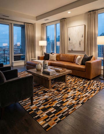 4' 11 x 7' 9 Cowhide - Patchwork Rug