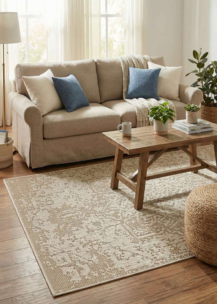 4' 1 x 6' 1 Easy-Clean Traditional Indoor / Outdoor Rug