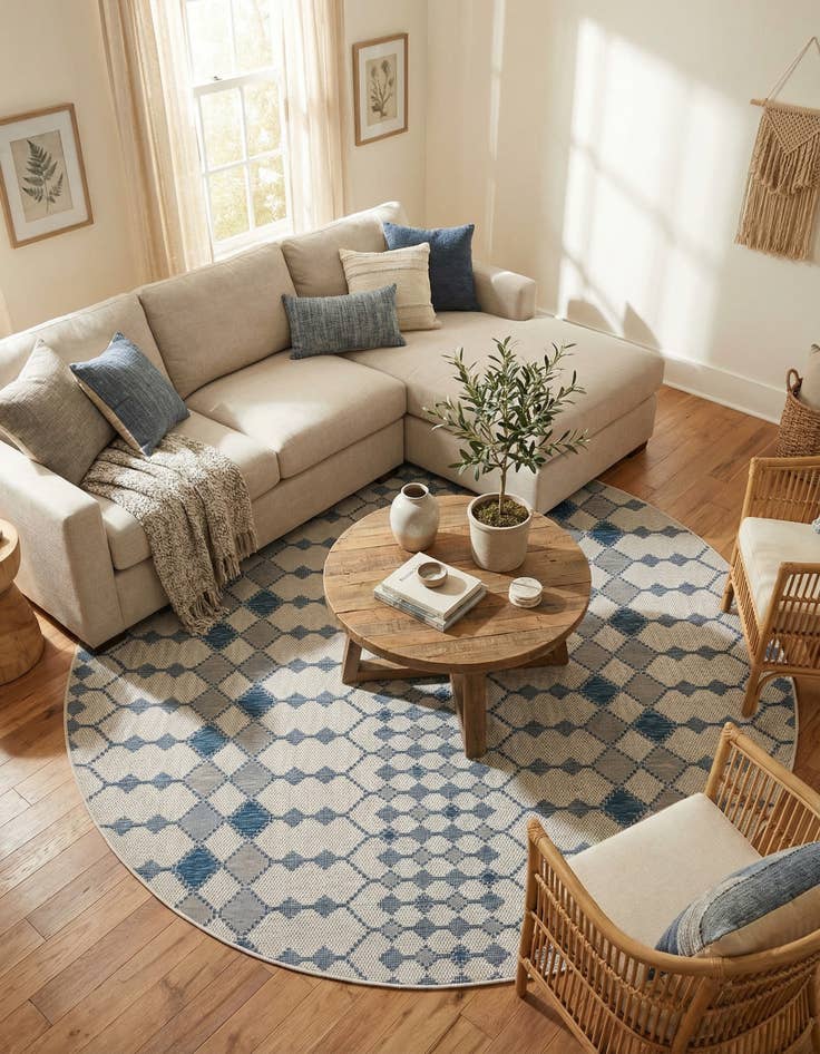 Detail image of 10' x 10'  Washable Trellis Indoor / Outdoor Round Rug