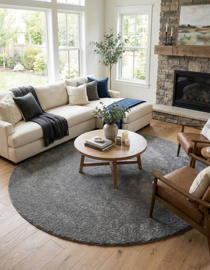 Detail image of  12' x 12' Solid Frieze Round Rug