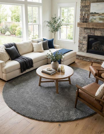 12' x 12' Solid Frieze Round Rug