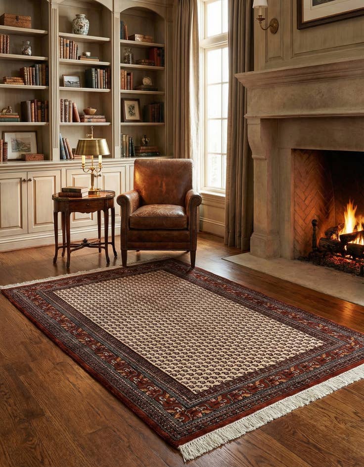 Detail image of 4' 2 x 6' 5  Hand Knotted Mir Oriental Wool Rug