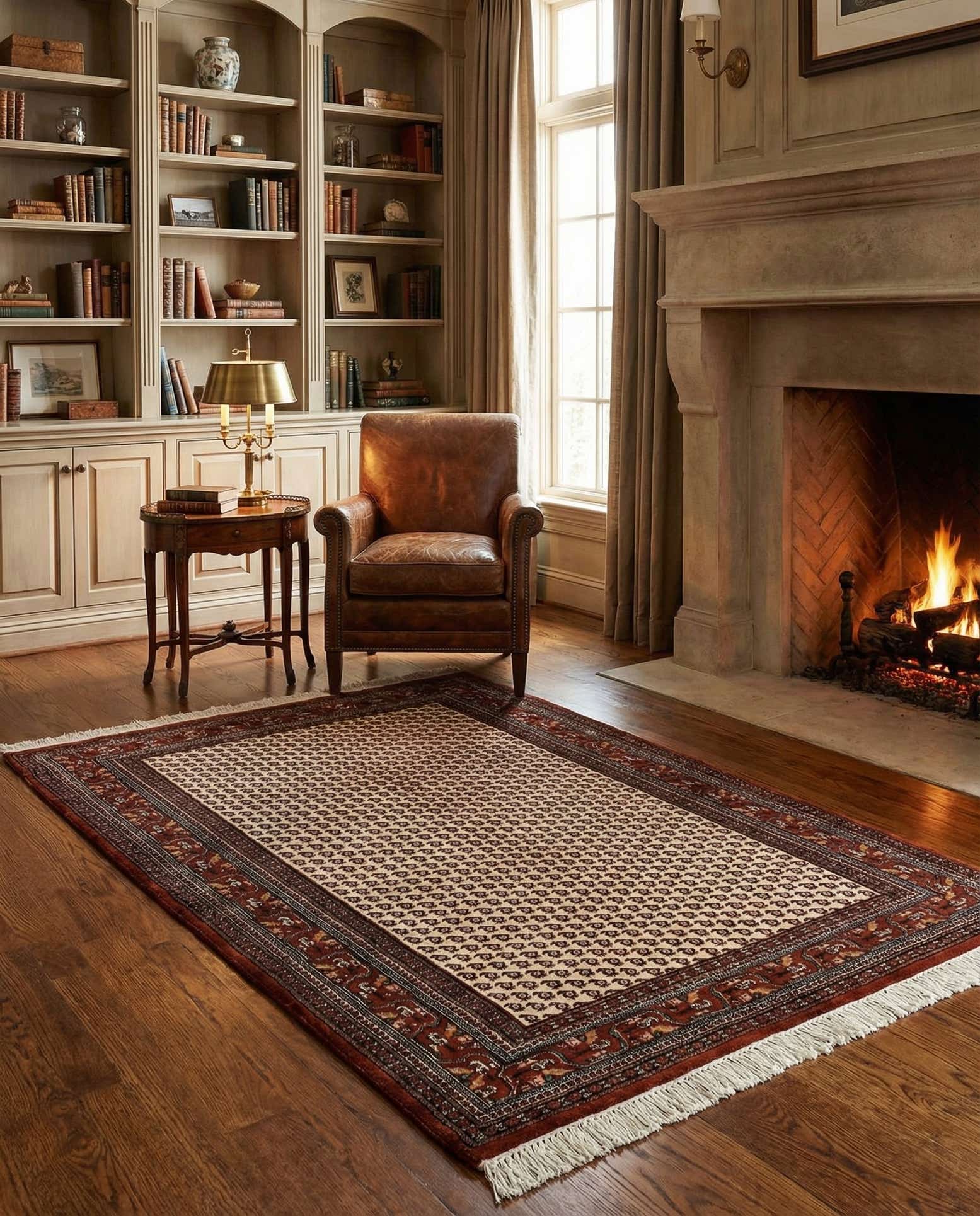 4' 2 x 6' 5 Hand Knotted Mir Oriental Wool Rug