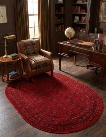 Red Bokhara Oval Rug