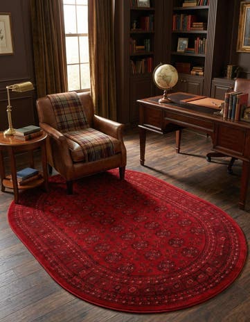 Red Bokhara Oval Rug