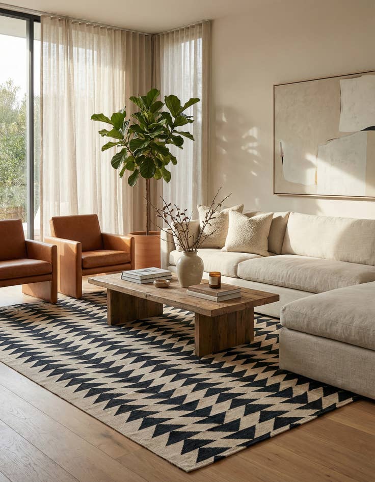 Detail image of 6' 9 x 9' 8  Hand Woven Kilim Modern Wool Rug